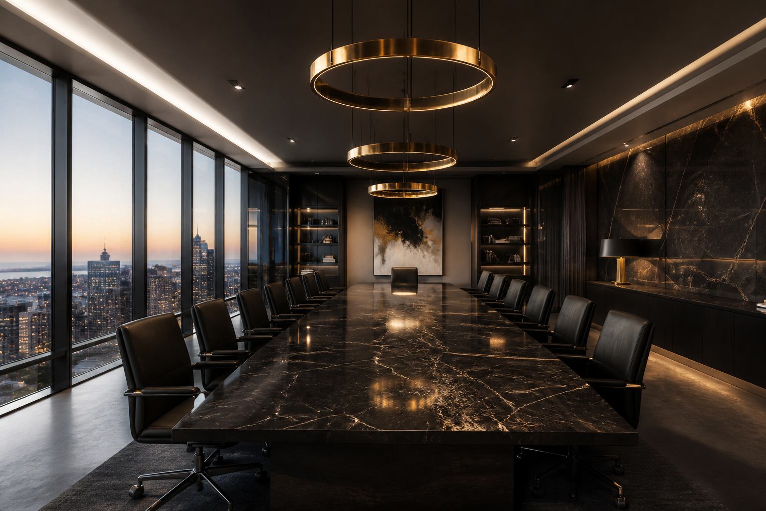 Sala de reunião com vista para a cidade